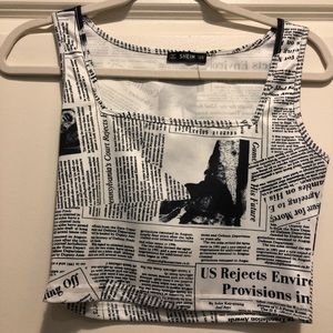 Shein Newsprint crop top